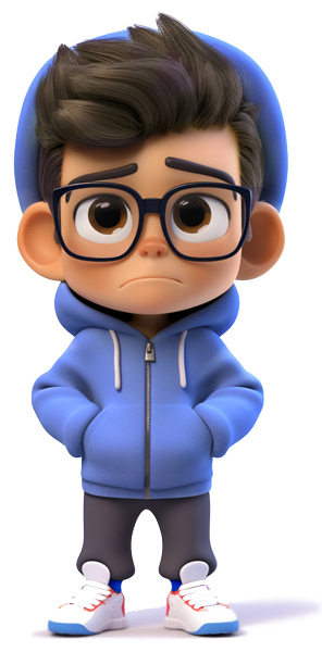 Character with sad face expression